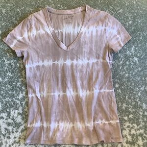 Universal Thread Mauve & Cream Tie-Dye V-Neck Short Sleeve Tee Resale  size XS